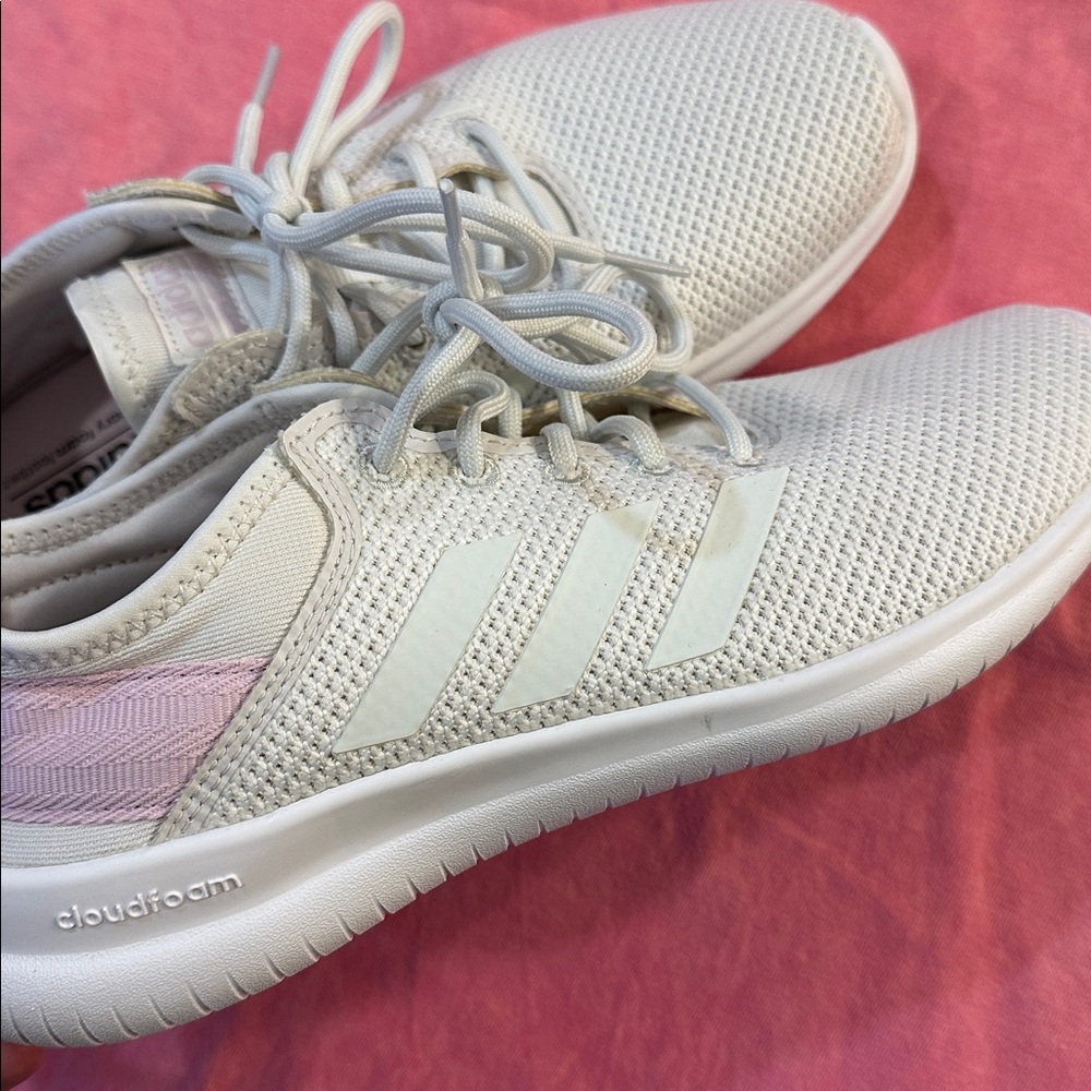 Adidas Cloudfoam Sneakers Womens Size 7.5 White Pink Running Walking Lightweight - Picture 7 of 8